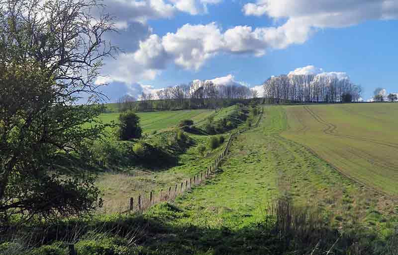 Earthwork stretching to the distance across the Marlborough countryside.