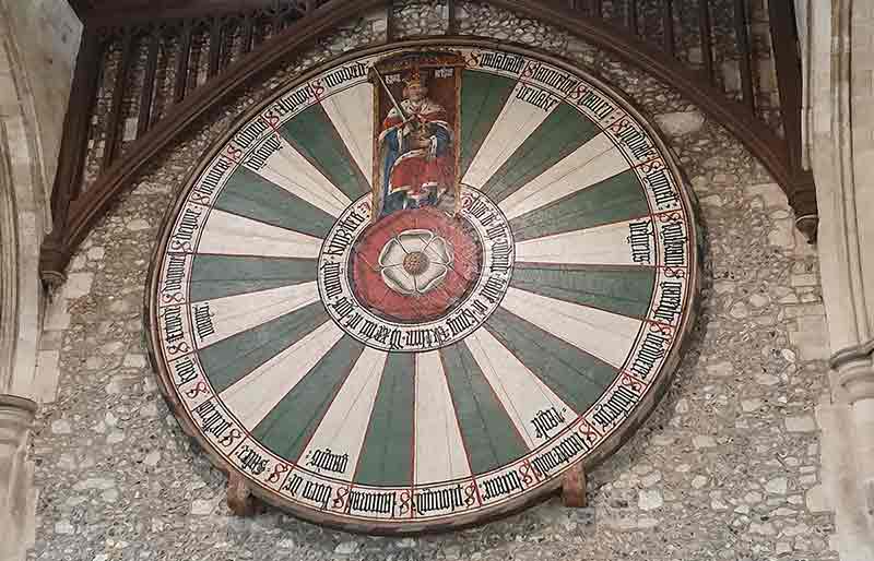 King Arthur's Round Table mounted high on the wall.